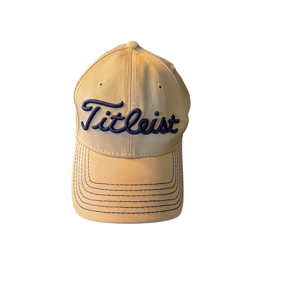 Titleist by New Era Golf Hat Mens Adjustable Strapback Yellow Cotton Tencel FJ